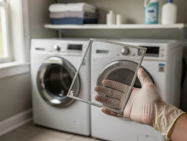 West Rancho Dominguez Dryer Vent Cleaning specialist performing detailed lint trap cleaning service in West Rancho Dominguez