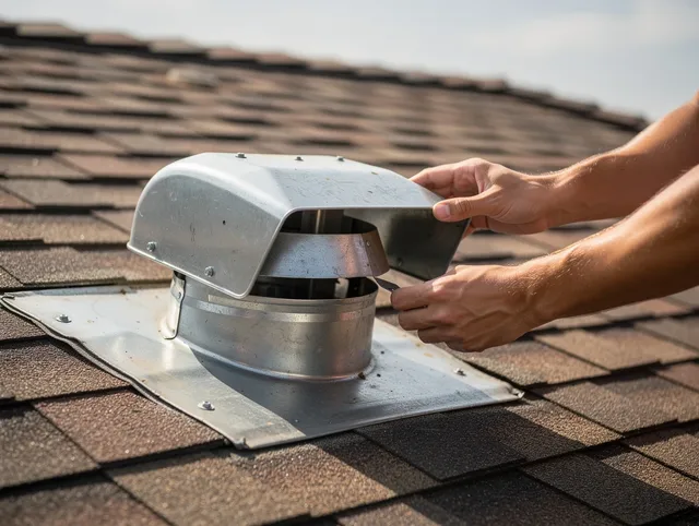 West Rancho Dominguez Dryer Vent Cleaning certified technician safely cleaning a roof-mounted dryer vent in West Rancho Dominguez
