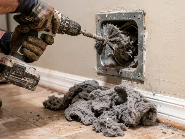 Certified West Rancho Dominguez Dryer Vent Cleaning technician performing dryer vent cleaning in West Rancho Dominguez
