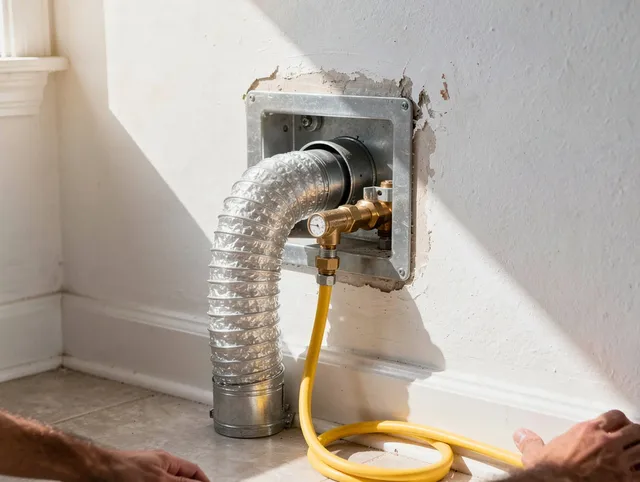 West Rancho Dominguez Dryer Vent Cleaning certified technician performing specialized gas dryer vent cleaning in West Rancho Dominguez